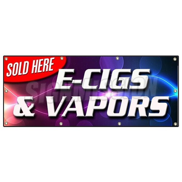 E-CIGS & VAPORS SOLD HERE BANNER SIGN pipes flavored pens hookah